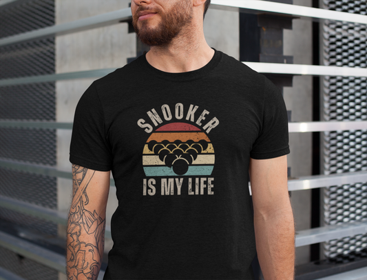 Premium Snooker is my life -t-paita | Retro auringonlasku t-paita snookerfaneille