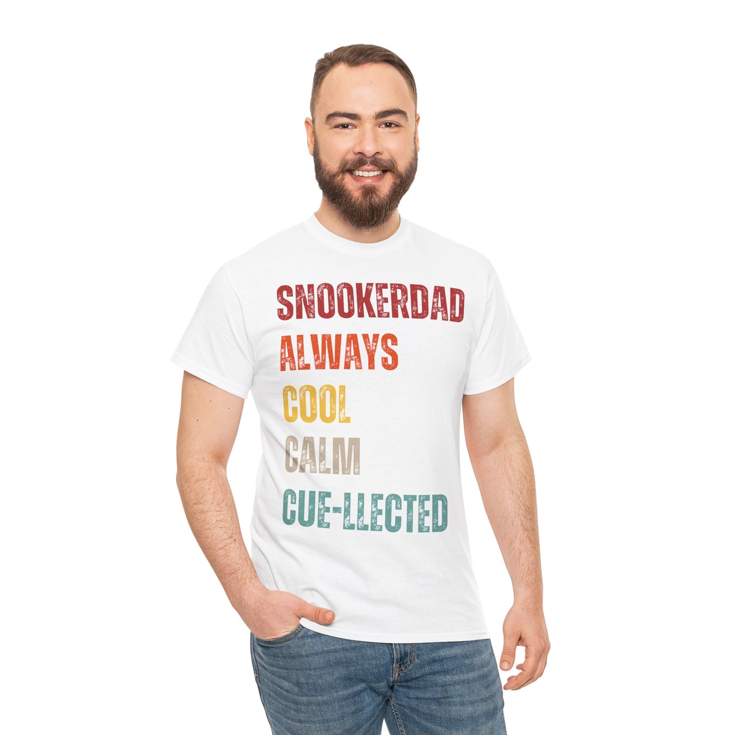 Snooker Dad T‑Shirt - "Snookerdad. Always. Cool. Calm. Cue-llected." Retro Pool Player Tee