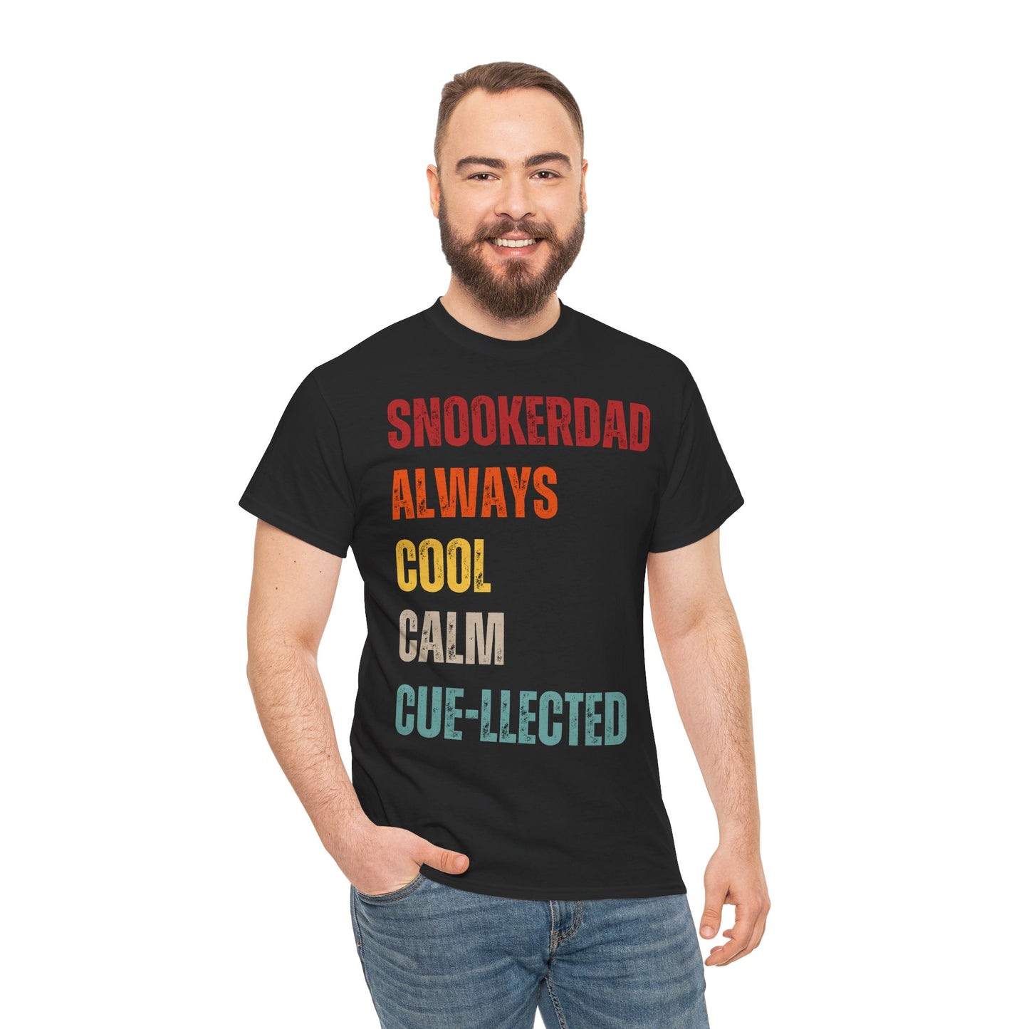 Snooker Dad T‑Shirt - "Snookerdad. Always. Cool. Calm. Cue-llected." Retro Pool Player Tee