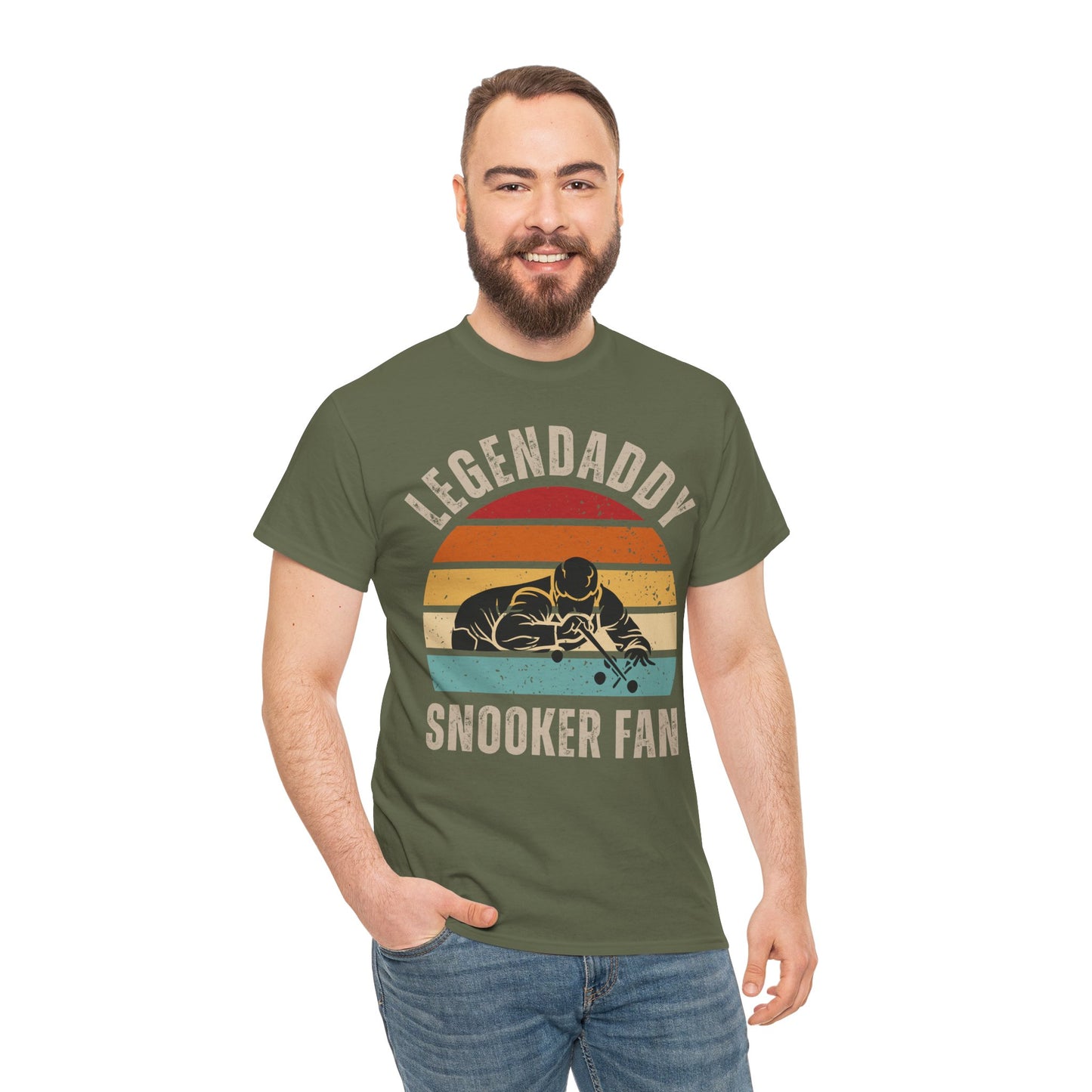 Legendaddy Snooker Fan T-Shirt — Retro Sunset Cue Tee for Billiards Lover Dad