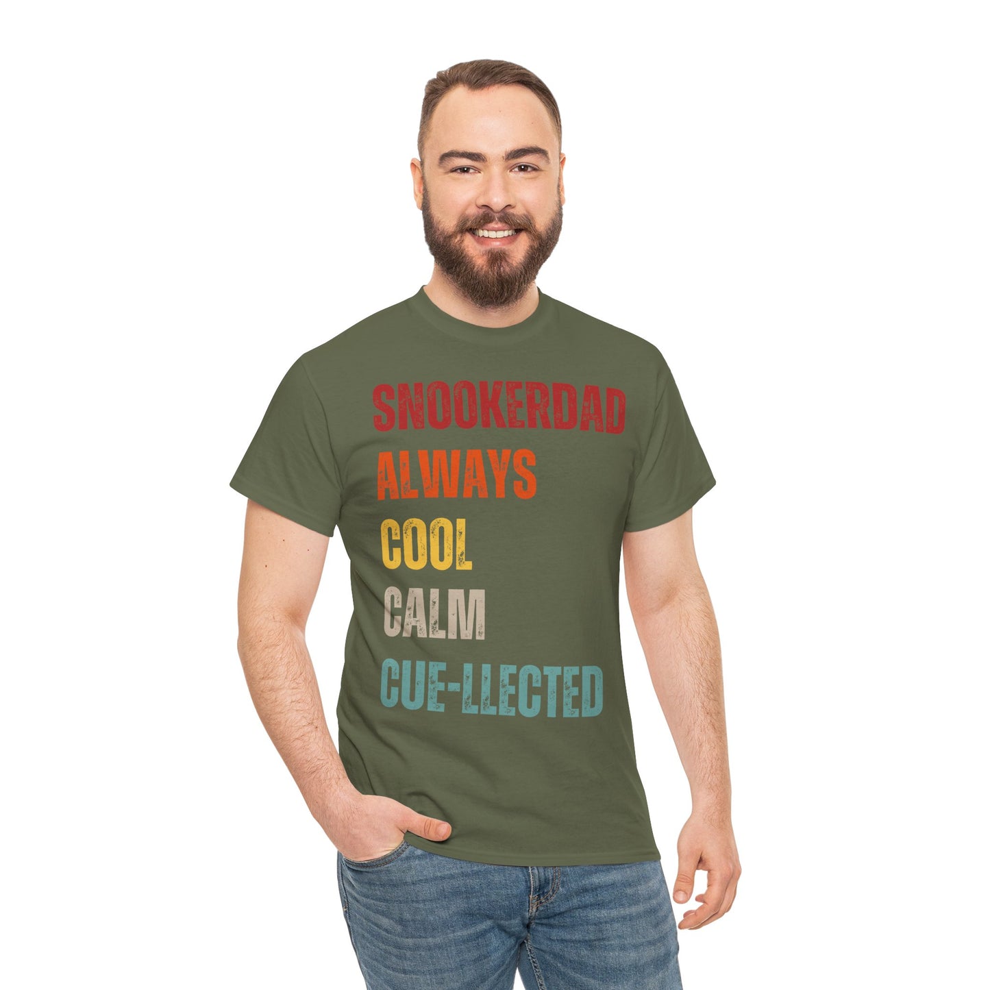 Snooker Dad T‑Shirt - "Snookerdad. Always. Cool. Calm. Cue-llected." Retro Pool Player Tee