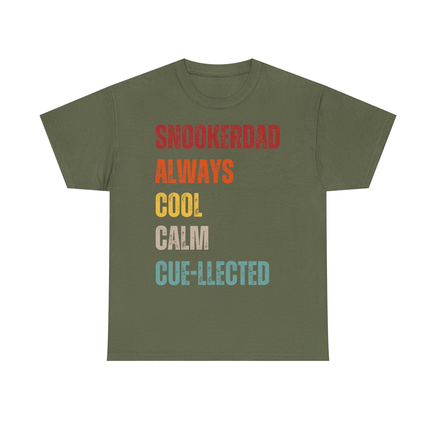 Snooker Dad T‑Shirt - "Snookerdad. Always. Cool. Calm. Cue-llected." Retro Pool Player Tee