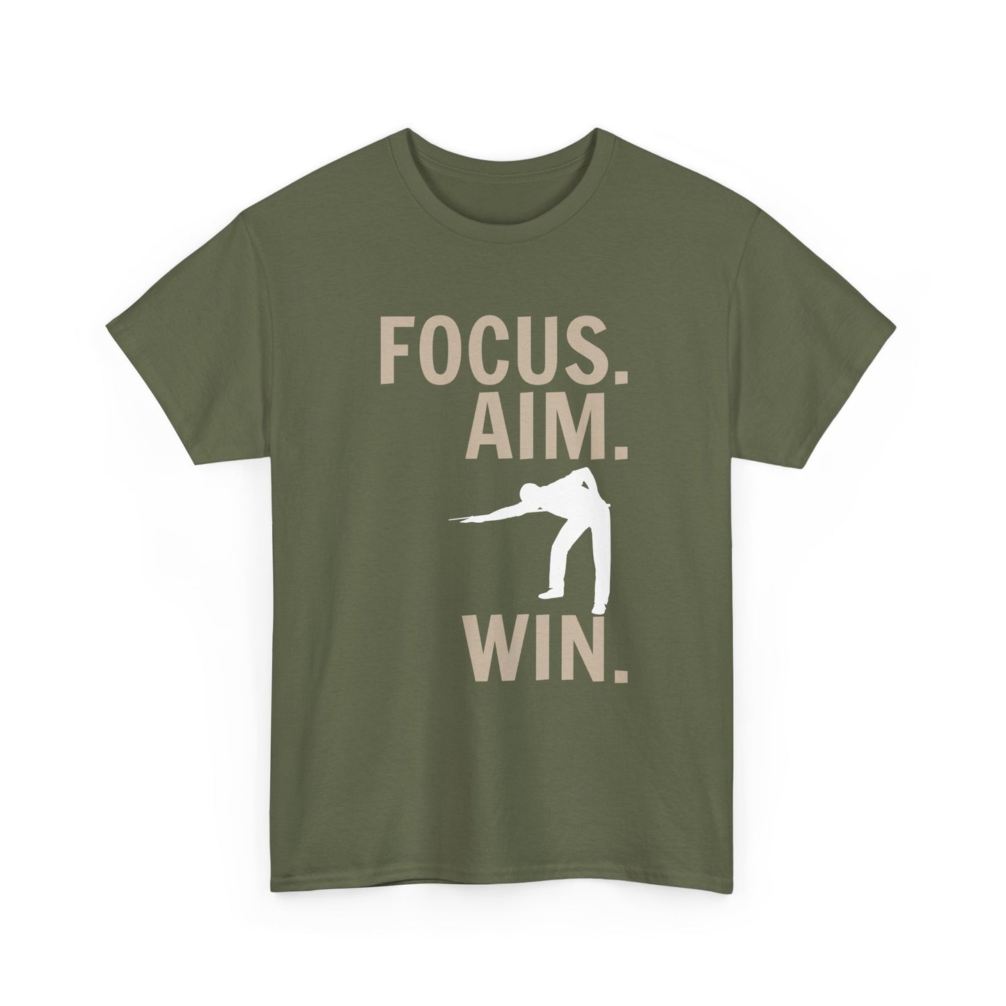 Focus. Aim. Win. T-Shirt — Pool Billiards Motivational Tee
