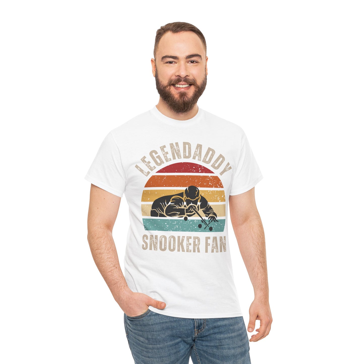 Legendaddy Snooker Fan T-Shirt — Retro Sunset Cue Tee for Billiards Lover Dad